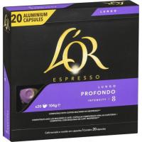 L'OR lungo profondo kafea, Nespressorekin bateragarria, kutxa 20 ale