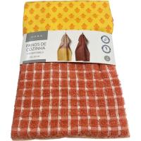 Paños de cocina Warm Boho, rosa y amarillo, 100% algodón, 40x60 cm, pack 2 uds
