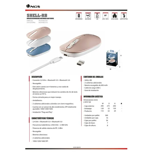 Ratón inalámbrico shell- rb NGS