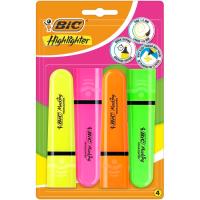 Marcador fluorescente, 4 colores neon, Marking Flat BIC, pack 4 uds