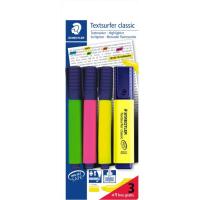 Marcador fluorescente, 3 colores fluor STAEDTLER, pack 3+1 uds