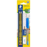 Lápiz de grafito HB2, sacapuntas, goma de borrar, bolígrafo, regla Noris STAEDTLER