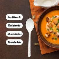 Cucharilla de postre reutilizable, plástico transparente SP-BERNER, pack 25 uds