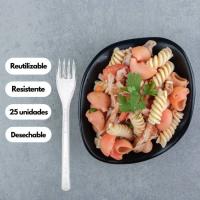 Tenedor reutilizable, plástico transparente SP-BERNER, pack 25 uds