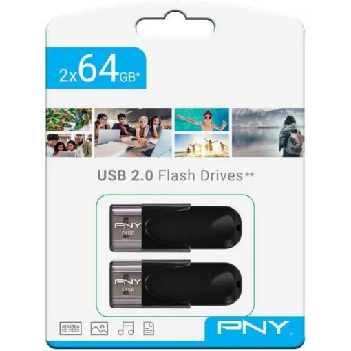 Memoria usb 2.0, attaché 4, 64 Gb, twin pack, PNY