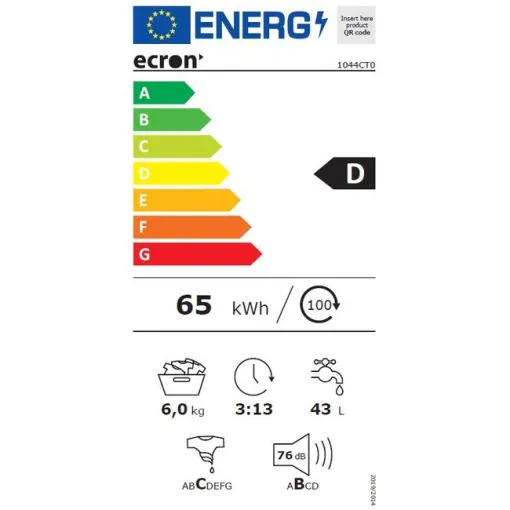 Lavadora de 6kg 1000rpm 1044CT0 ECRON