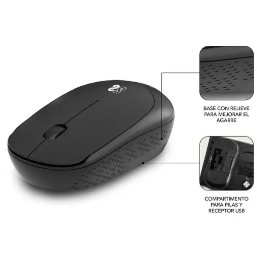 Pack alfombrilla xl + raton inalambrico, negro, harmony SUBBLIM