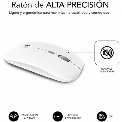 Pack teclado + raton inalambrico, silver, compact SUBBLIM