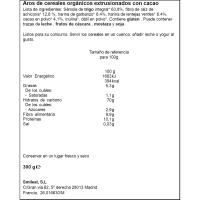 Cereales aros sabor chocolate 100% ecológicos TRIBOO, caja 300 g