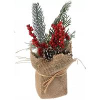 Maceta Navideña de yute con piñas frutos rojos, 20 cm ¿Cuál te llegará?, 1 ud Maceta Navideña de yute con piñas frutos rojos, 20 cm ¿Cuál te llegará?, 1 ud