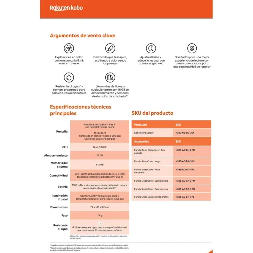 eReader de 6", táctil, 16 Gb, Kobo Clara Colour KOBO