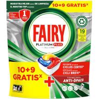 Lavavajillas máquina FAIRY PLATINUM PLUS, bolsa 10+9 dosis