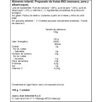 Manzana, pera y albaricoque bio BE PLUS, bolsita 100 g