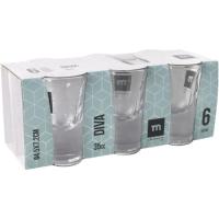Vaso de chupito 35 cl Diva, vidrio transparente, pack 6 uds.