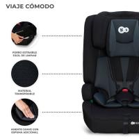 Silla de auto Safety Fix i-Size (76 a 150 cm) negra KINDERKRAT Instalación con isofix + top tether. Ajuste de reposacabezas y Arnés en 12 posiciones, reposacabezas con 3 capas reforzadas con viscoelástica y protectores laterales.