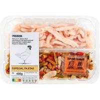 Tiras de pollo con verduras para fajitas EROSKI, bandeja 400 g