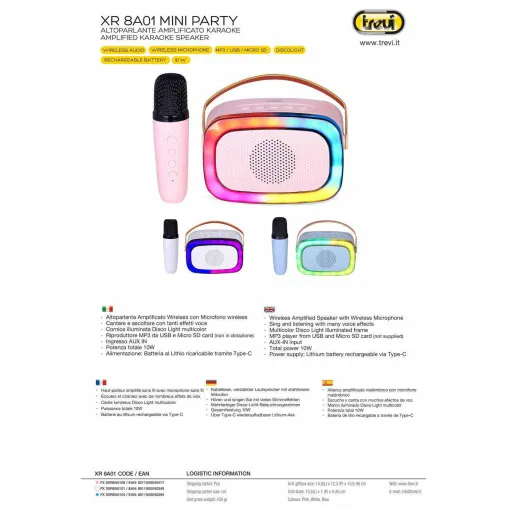 Altavoz karaoke infantil azul XR8A01 TREVI