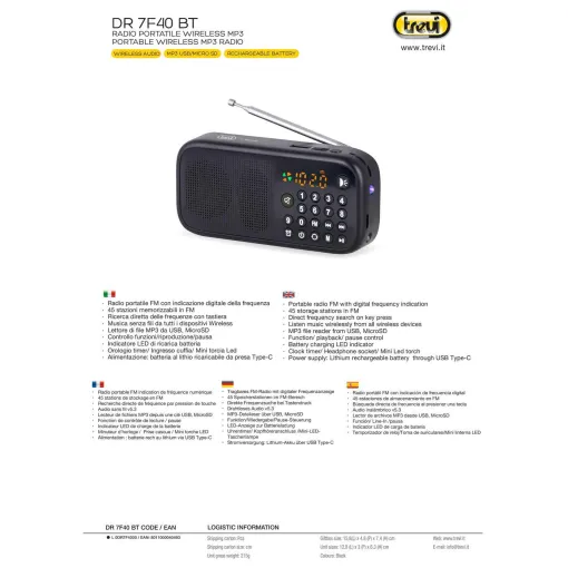 Radio portatil bateria DR7F40 TREVI