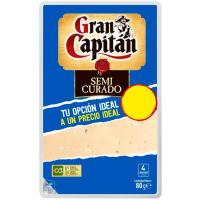 Queso semicurado GRAN CAPITÁN, lonchas, bandeja 80 g