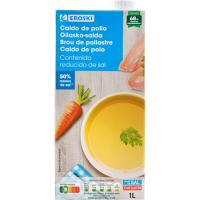 Caldo de pollo bajo en sal EROSKI, brik 1 litro Caldo de pollo bajo en sal EROSKI, brik 1 litro