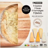 Pizza 5 quesos  triple fermentación EROSKI, caja 360 g