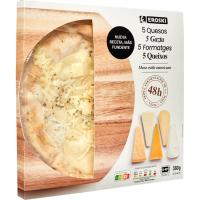 Pizza 5 quesos  triple fermentación EROSKI, caja 360 g