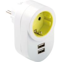 Adaptador de corriente blanco Schuko con 2 usb, 1308 FAMATEL Adaptador de corriente blanco Schuko con 2 usb, 1308 FAMATEL