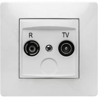 Base de Antena 2 Tomas Empotrar blanca, toma R-TV color FM, 9135 FAMATEL