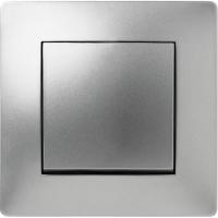 Interruptor-conmutador empotrable, color aluminio, 10A, 9402 FAMATEL, 82x82 mm