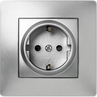 Base de enchufe empotrable, color aluminio, 16A, 9223 FAMATEL, 82x82 mm