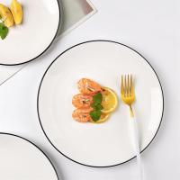 Vajilla de opal con filo en negro ISCHIA ALFARES, 12 piezas