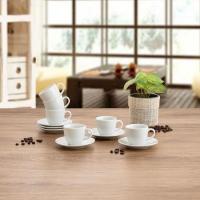 Set de café: taza 9 cl con platillo, porcelana blanca Renova QUID, 6 uds