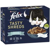 FÉLIX Tasty Shreds itsasoko festatxoa izokin eta atunarekin, sorta 12x80 g