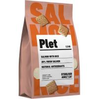 Alimento de arroz-salmón gatos esterilizados PLET, saco 1,5 kg