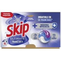 Detergente en cápsulas SKIP ULTIMATE EFICACIA, bolsas 15 dosis