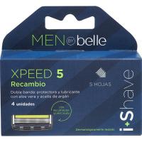 Cargador de afeitado 5 hojas MEN BY BELLE, recambio 4 uds