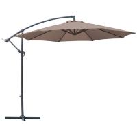 Sombrilla de jardin colgante en topo, base en cruz incluida, Ø294x220 cm