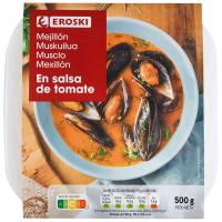 Mejillón cocido con salsa de tomate EROSKI, tarrina 500 g
