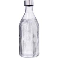 Botella Maison, de vidrio tallado color gris, con tapón inox QUID, 1 litro