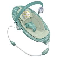 Hamaquita musical Pinchi verde ASALVO Múltiples melodías y vibración (funciona con pilas no incluidas), respaldo regulable en dos posiciones, arco extraible juguetero y arnés de seguridad de 3 puntos.