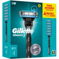 Maquinilla de afeitar Mach 3+6 cargadores GILLETTE, pack 1 ud