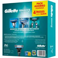 Maquinilla de afeitar Mach 3+6 cargadores GILLETTE, pack 1 ud