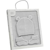 Toquilla de 75x110 cm, gorro y patucos, color gris INTERBABY, set 3 piezas