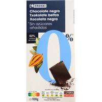 Chocolate negro sin azúcar EROSKI, tableta 100 g