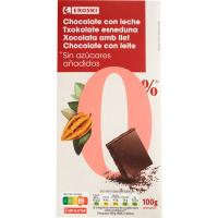 Chocolate con leche sin azúcar EROSKI, tableta 100 g
