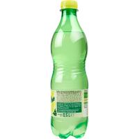Agua mineral natural con gas y limón EROSKI, botella 50 cl