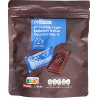 Chocolate negro 72% cacao en porciones EROSKI, bolsa 175 g