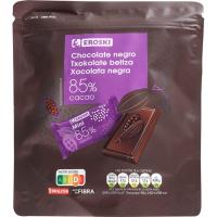 Chocolate negro 85% cacao en porciones EROSKI, bolsa 175 g
