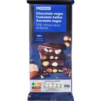 Chocolate negro con almendras EROSKI, tableta 200 g