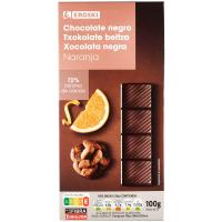 Chocolate negro 72% cacao-naranja EROSKI, tableta 100 g